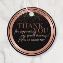 Merci d'emballage en or noir et Rose