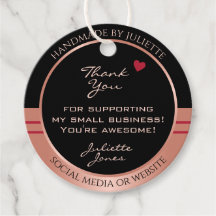 Merci d'emballage en or noir et Rose