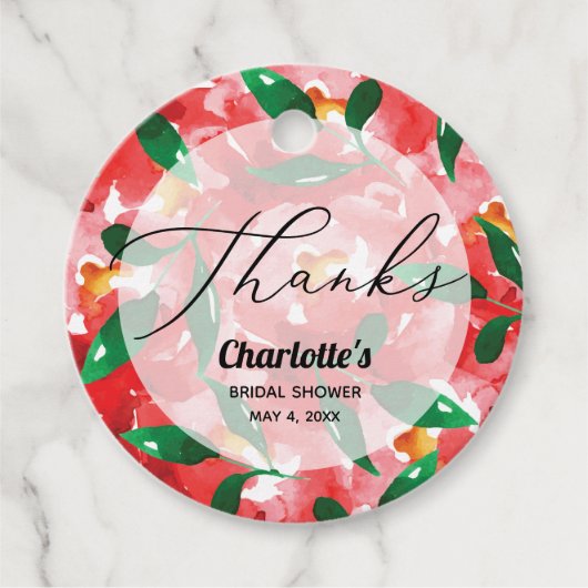 Étiquettes Cadeau Merci des Roses rouges (Devant)