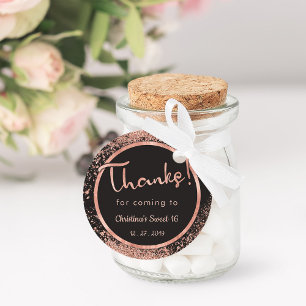 Étiquettes Cadeau Merci d'être venu glamour Rose parties scintilla