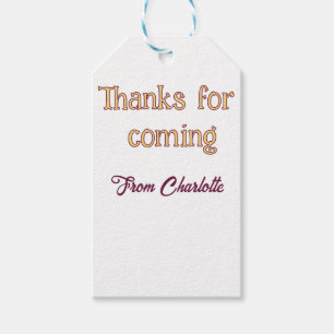 Étiquettes-cadeau merci d'être venu nom à ajouter message texte oran