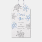 Étiquettes-cadeau Merci d'hiver de Fléau de neige en argent bleu (Dos)
