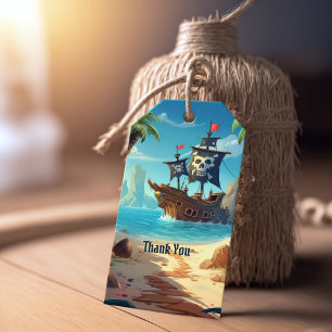 Étiquettes-cadeau Merci-Dieu ! Anniversaire de Pirate Paradise Islan