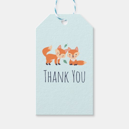 Étiquettes-cadeau Merci d'illustration graphique de renards orange m (Devant)