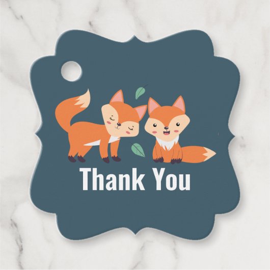 Étiquettes Cadeau Merci d'illustration graphique de renards orange m (Devant)