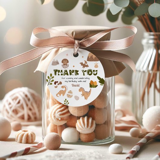 Étiquettes Cadeau Merci Dinosaure neutre aquarelle