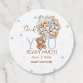 Étiquettes Cadeau Merci d'ours bleu beaucoup (Devant)