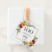 Étiquettes Cadeau Merci du 100e anniversaire des tournesols (En situation)