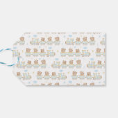 Étiquettes-cadeau Merci du Baby shower du train Bear Blue (Dos Horizontal)