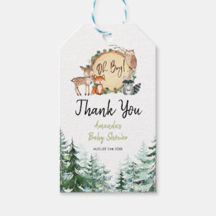 Étiquettes-cadeau Merci du Baby shower forestier