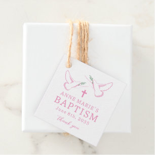 Étiquettes Cadeau Merci du baptême de la fille rose de Dove
