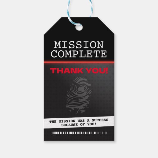 Étiquettes-cadeau Merci du parti espion (Devant)