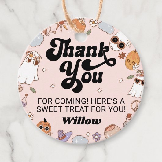 Étiquettes Cadeau Merci du parti Halloween super Ghost (Devant)