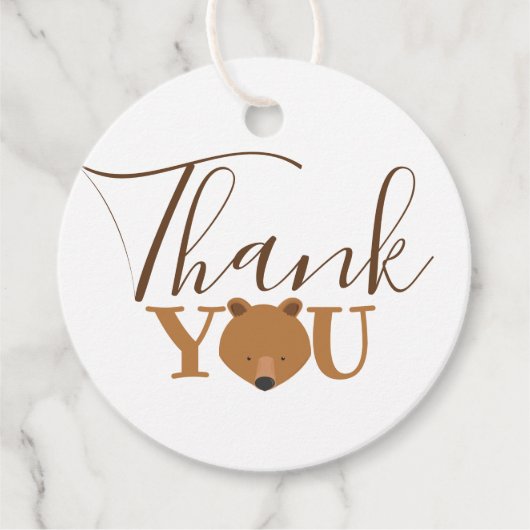 Étiquettes Cadeau Merci du visage de l'ours (Devant)