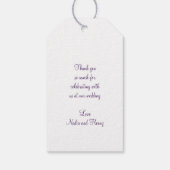 Étiquettes-cadeau Merci écriture neige blanche et arbres violets art (Dos)