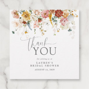 Étiquettes Cadeau Merci Elegant Aquarelle Fleurs Fête des mariées