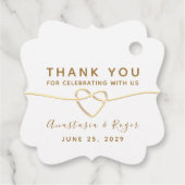 Étiquettes Cadeau Merci, Élégant Mariage Or Blanc (Dos)