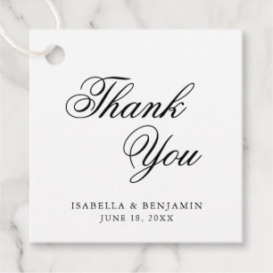 Étiquettes Cadeau Merci Elégant noir blanc Mariage de calligraphie