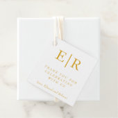 Étiquettes Cadeau Merci Elegant or Blanc Monogramme Mariage (En situation)