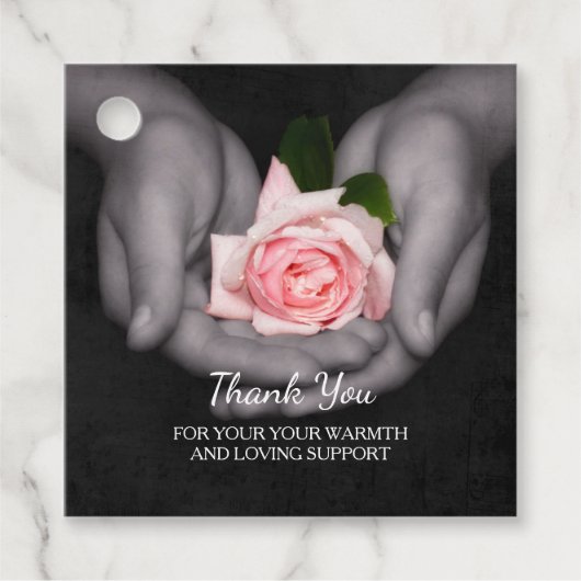 Étiquettes Cadeau Merci élégant pour support Rose Rose dans les main (Devant)