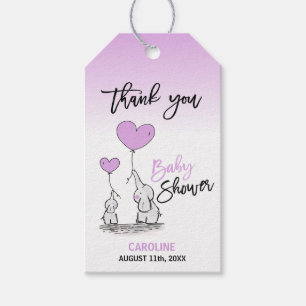 Étiquettes-cadeau MERCI Elephant Lavender Mommy & BABY SHOWER