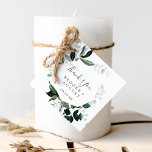 Étiquettes Cadeau Merci Emerald Greenery<br><div class="desc">Ces étiquettes vert émeraude sont parfaites pour un mariage boho. Le design élégant et rustique présente des feuilles d'aquarelle vert foncé moody et des eucalyptus aux tons bohèmes modernes. Customisez ces étiquettes avec vos noms et votre date. Modifier le libellé pour convenir à tout événement.</div>