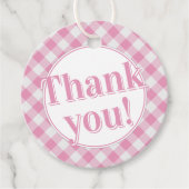 Étiquettes Cadeau Merci : En vichy Motif de chèques - rose/blanc (Devant)