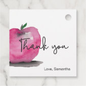 Étiquettes Cadeau Merci Enseignant Rouge Pomme aquarelle (Dos)