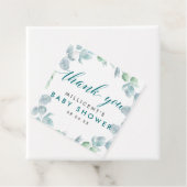 Étiquettes Cadeau Merci Ethérée Eucalyptus Baby shower (En situation)