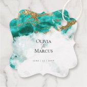 Étiquettes Cadeau MERCI FAVEUR TAG | Géode Aquarelle Turquoise (Dos)