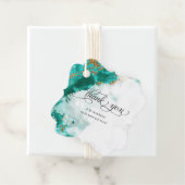 Étiquettes Cadeau MERCI FAVEUR TAG | Géode Aquarelle Turquoise (En situation)