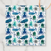 Étiquettes Cadeau Merci fête d'anniversaire Marine Octopus Nautique (Dos)