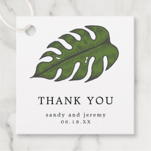 Étiquettes Cadeau Merci Feuille de Palmier Vert Mariage Tropical