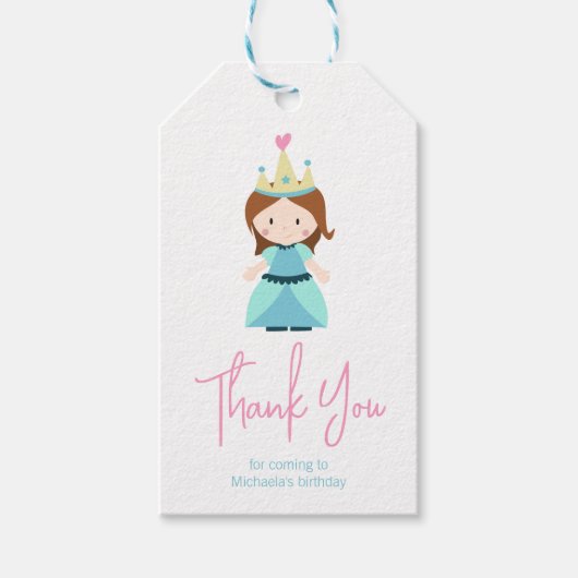 Étiquettes-cadeau Merci fille princesse mignonne (Devant)