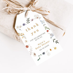 Étiquettes-cadeau Merci fleur sauvage à cadre Floral