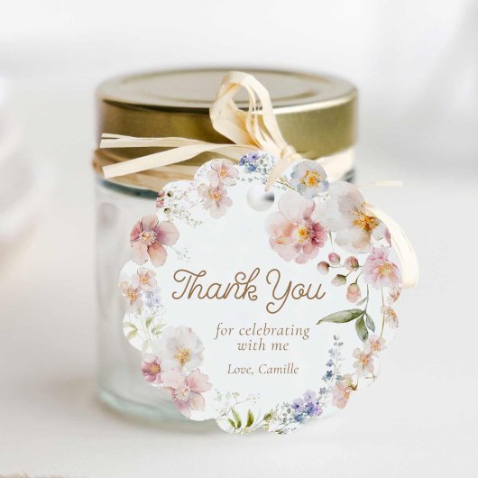 Étiquettes Cadeau Merci Fleur sauvage Anniversaire