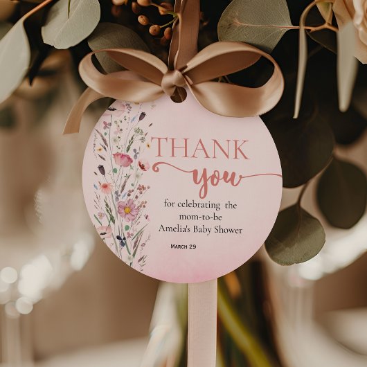 Étiquettes Cadeau Merci Fleur sauvage doux