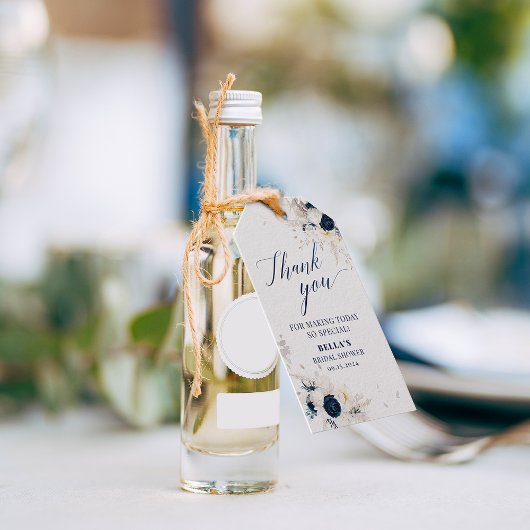 Étiquettes-cadeau Merci Fleurie Bleue Blanche Mariée