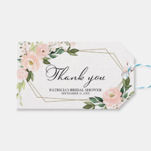 Étiquettes-cadeau Merci - Fleurs rose pâle Géométrique