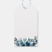Étiquettes-cadeau Merci floral bleu de la marine céleste (Dos)