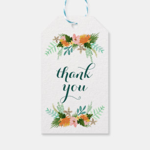 Étiquettes-cadeau Merci floral du littoral