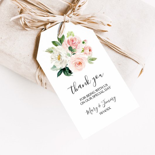 Étiquettes-cadeau Merci floral élégant