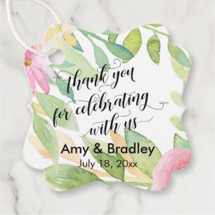 Étiquettes Cadeau Merci floral Merci pour célébrer avec nous
