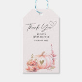 Étiquettes-cadeau Merci floral rose Citrouille (Devant)