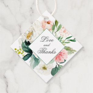 Étiquettes Cadeau Merci floral rose et blanc
