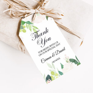 Étiquettes-cadeau Merci floral tropical moderne