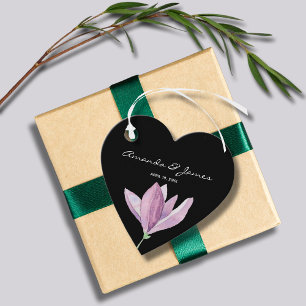 Étiquettes Cadeau Merci Floral violet noir