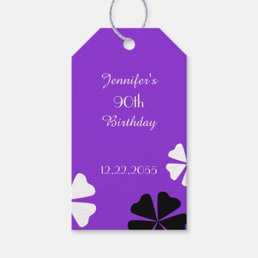 Étiquettes-cadeau Merci Floral Violet, Nom, 2 Côté (Devant)