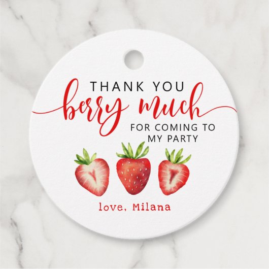 Étiquettes Cadeau Merci fraise Berry Beaucoup d'anniversaire de fill (Devant)