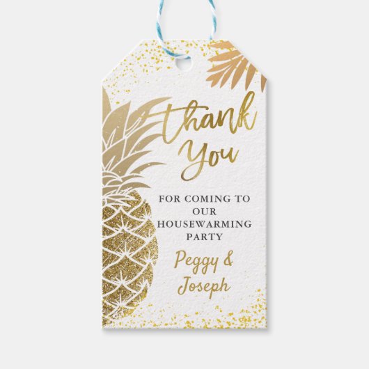 Étiquettes-cadeau Merci Gi de la fête de l'ananas tropicale (Devant)